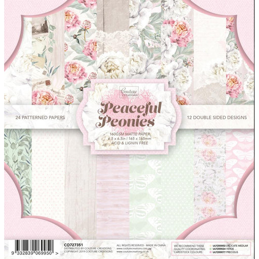 Couture Creations Double-Sided Paper Pad 6.5"X6.5" 24/Pkg - Peaceful Peonies