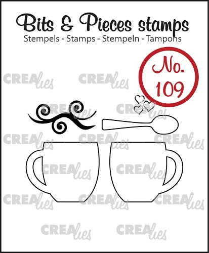 Bits & Pieces stamp no. 109, 2 mugs + spoon