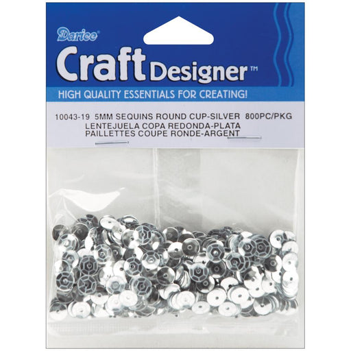 Cupped Sequins 5mm 800/Pkg Silver