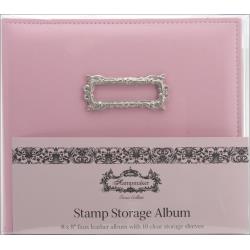 Stamp Storage Album - 10 Sleeves 8"X8" Pink Faux Leather