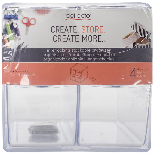 Deflecto Interlocking Stackable Organizer 6x6x71/5 in 4 drawers
