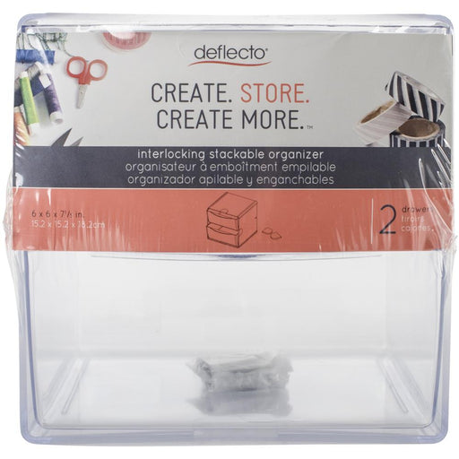 Deflecto Interlocking Stackable organizer 6x6x71/5 in 2 drawers