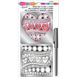 Stampendous Stencil Duo W/Pen & Cards Heart