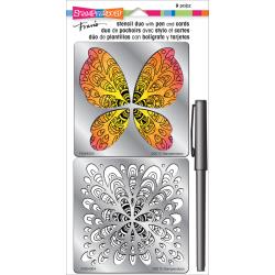 Stampendous Stencil Duo W/Pen & Cards Butterfly