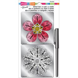 Stampendous Stencil Duo W/Pen & Cards Blossom