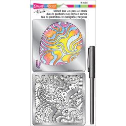 Stampendous Stencil Duo W/Pen & Cards Balloon