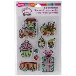 Stampendous Pink Your Life Perfectly Clear Stamps Whisper Happy Wagon