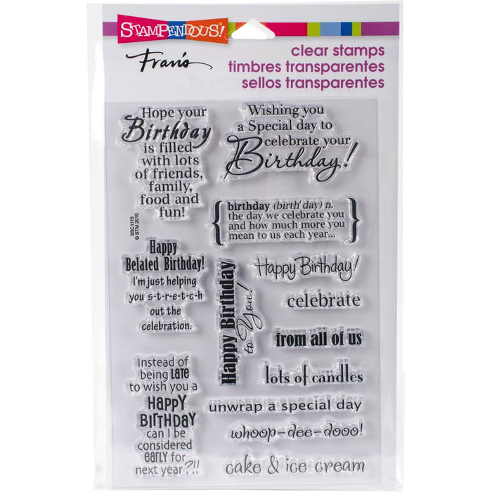 Stampendous Perfectly Clear Stamps Birthday Assortment
