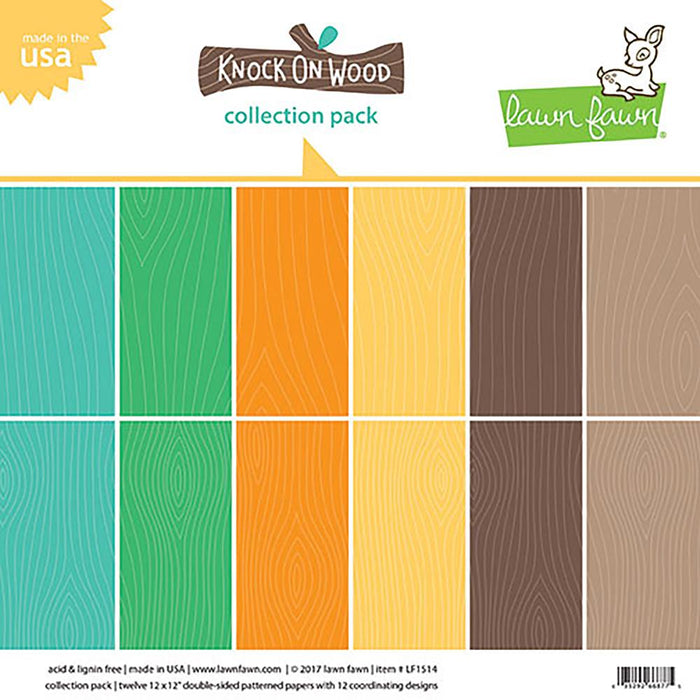 Lawn Fawn Double-Sided Collection Pack 12"X12" 12/Pkg - Knock On Wood 6 Designs/2 Each