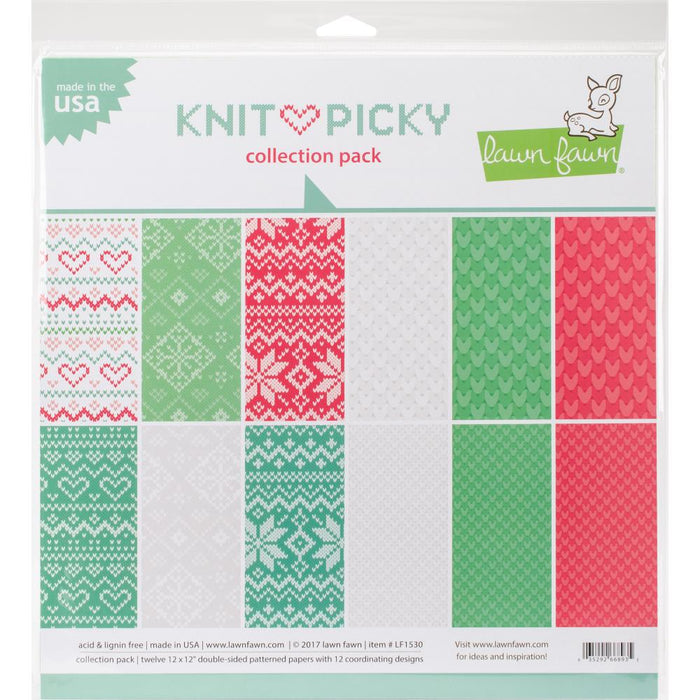 Lawn Fawn Double-Sided Collection Pack 12"X12" 12/Pkg - Knit Picky, 6 Designs/2 Each