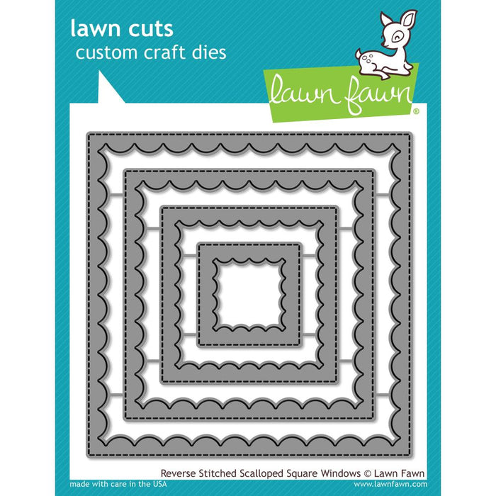Lawn Cuts Custom Craft Die - Reversed Stitched Scalloped Square Window