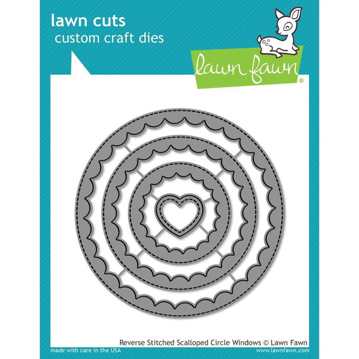 Lawn Cuts Custom Craft Die - Reverse Stitched Scalloped Circle Window