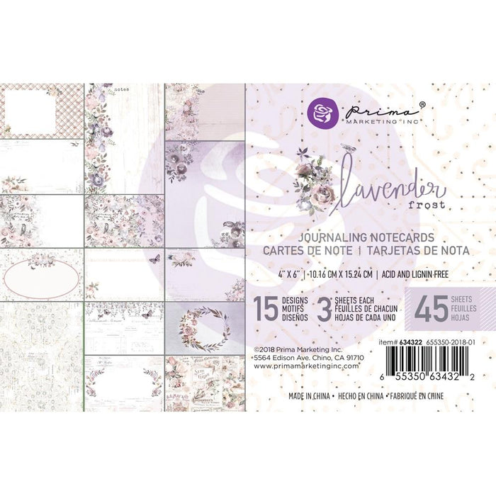 Prima Marketing Lavender Frost Journaling Cards 4"X6" 45/Pkg