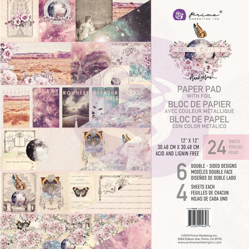 Prima Marketing Double-Sided Paper Pad 12"X12" 24/Pkg Moon Child, 6 Foiled Designs/4 Each