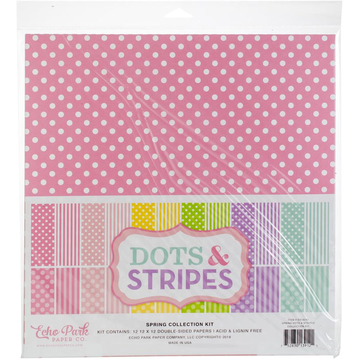 Echo Park Double-Sided Collection Pack 12"X12" 12/Pkg - Dots/Stripes, Springs