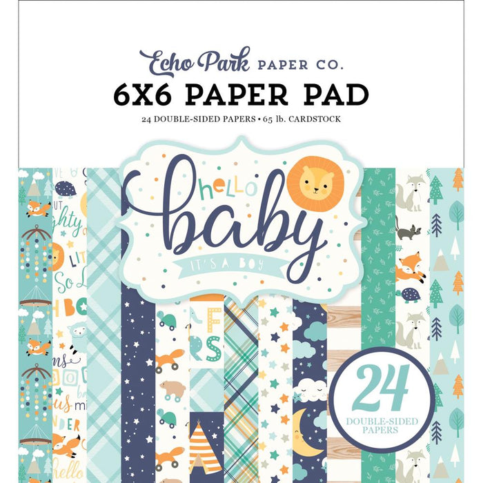 Echo Park Double-Sided Paper Pad 6"X6" 24/Pkg - Hello Baby Boy, 12 Designs/2 Each