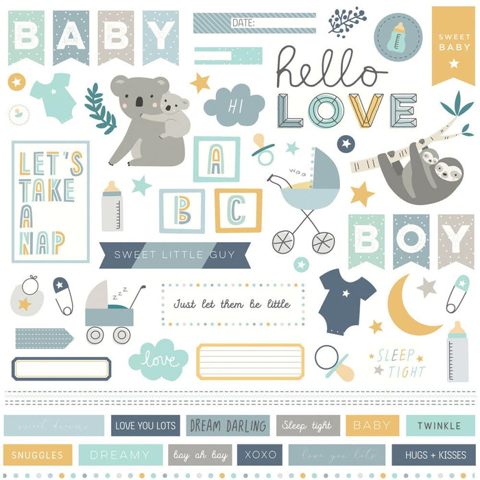 Snuggle Up Boy Stickers 12"X12" - Elements