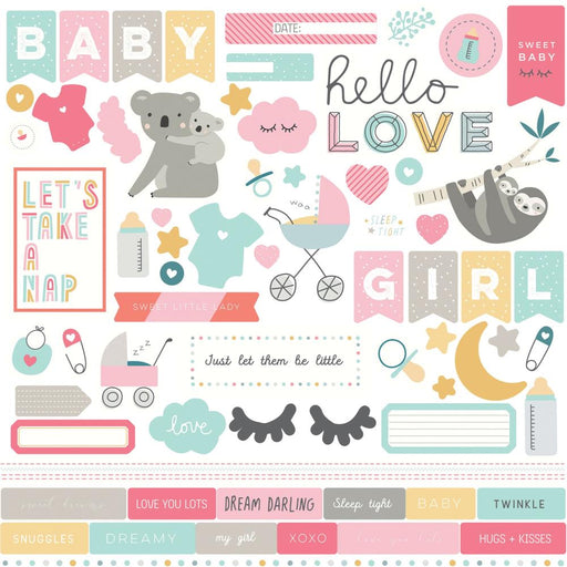 Snuggle Up Girl Stickers 12"X12" - Elements
