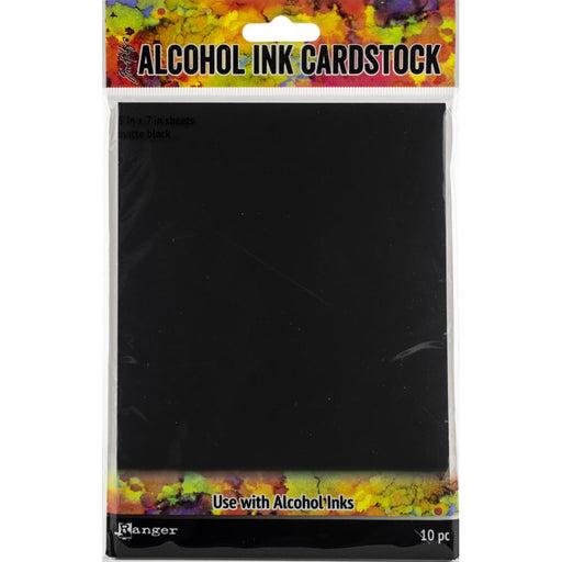 Tim Holtz Alcohol Ink Cardstock 5"X7" 10/Pkg - Matte Black