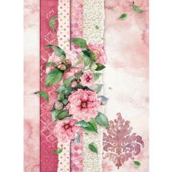 Stamperia Rice Paper Sheet A4 Flowers For You Pink