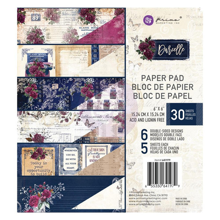 Prima Marketing Double-Sided Paper Pad 6"X6" 30/Pkg - Darcelle, 6 Designs/5 Each