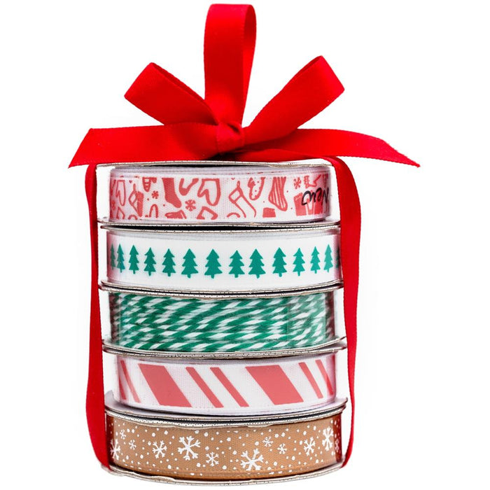 American Crafts Premium Ribbon & Twine 5/Pkg - Traditional Christmas