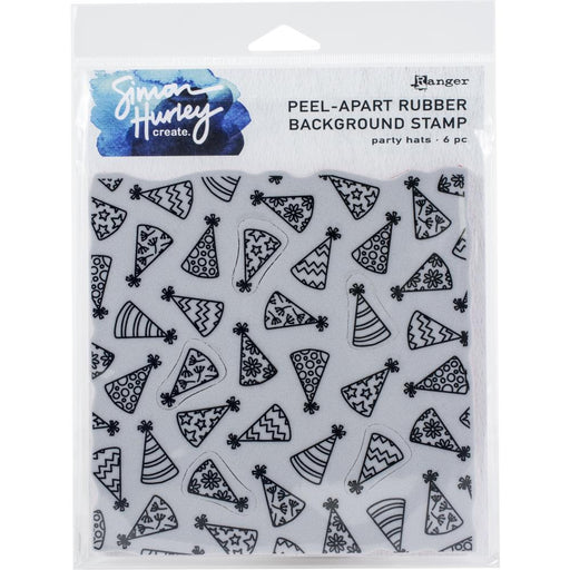 Simon Hurley Cling Stamps 6"X6" -  Party Hats