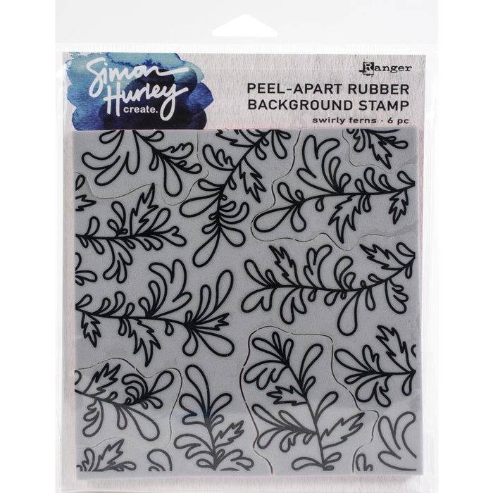 Simon Hurley Cling Stamps 6"X6" -  Swirly Ferns