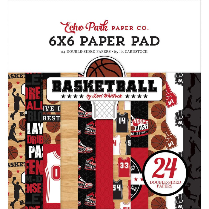 Basketball Echo Park Double-Sided Paper Pad 6"X6" 24/Pkg