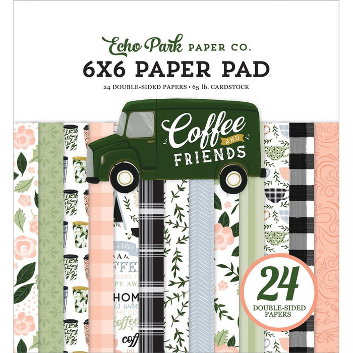 Echo Park Double-Sided Paper Pad 6"X6" 24/Pkg - Coffee & Friends