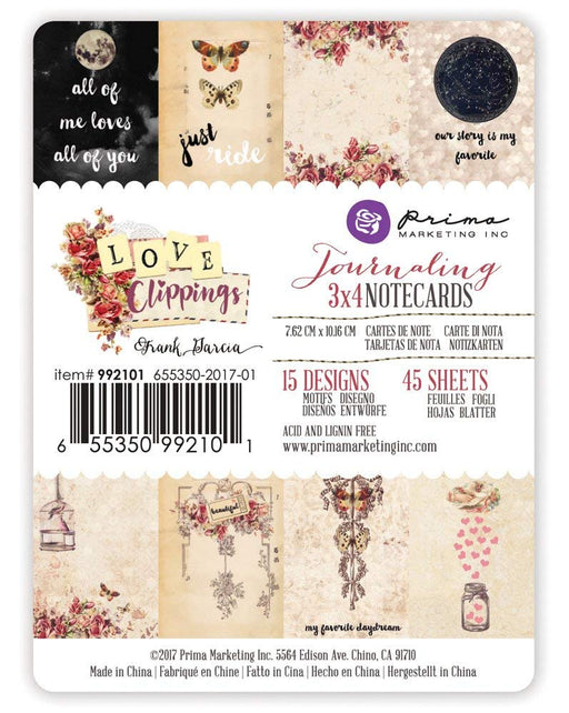 Prima Marketing 3x4 Journaling Cards - Love Clippings Art