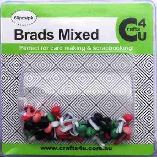 Crafts4U Brads Mixed Colours 60 Pack