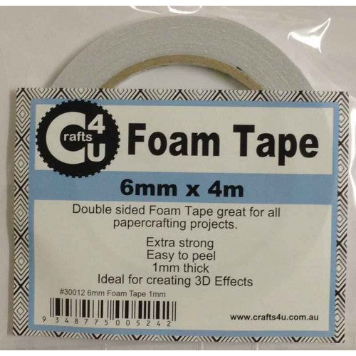 Crafts4U 6mm x 4m Foam Tape 1mm Thick