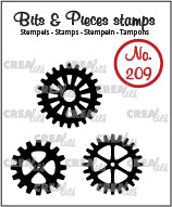 Crealies - Clear Stamp Bits & Pieces - 3x Gear (solid)
