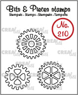 Crealies - Clear Stamp Bits & Pieces - 3x Gear (outline)