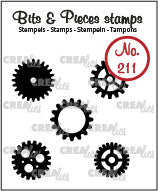 Crealies - Clear Stamp Bits & Pieces - 5x Gear, Small (solid)