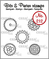 Crealies - Clear Stamp Bits & Pieces - 5x Gear, Small (outline)