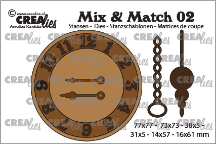 Crealies - Mix & Match - Clock with Chain and Pendulum