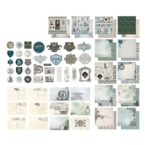 Paper- Gentlemans Emporium Collection Pack - Stickers, Postcards and Papers - 12 x 12in
