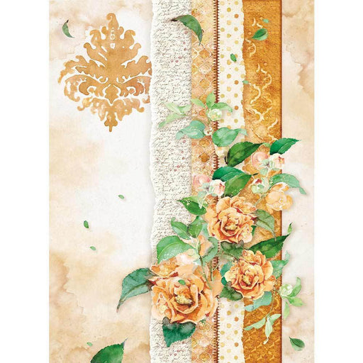 Stamperia - A4 Rice paper packed - Flowers for you ocher - single sheet