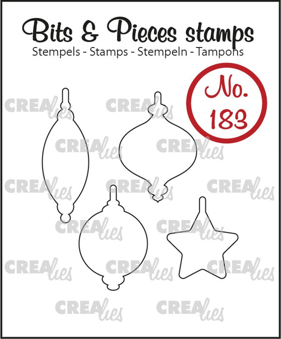 Bits & Pieces stamp no. 183, 4x Christmas balls (outline)