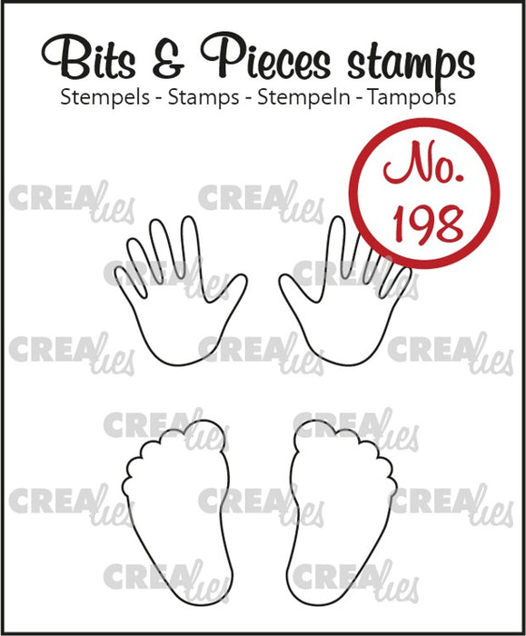 Bits & Pieces stamp no. 198, Baby hands + feet (outline)