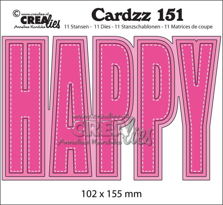 Crealies - Cardzz no.151 - HAPPY (cardsize)