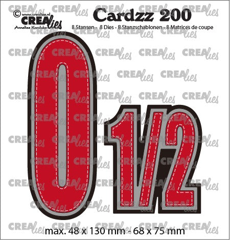 Crealies - Cardzz die no.200 - Numbers 0 and 1/2