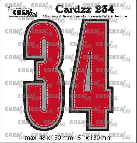Crealies - Cardzz dies no.234 - Numbers 3 and 4