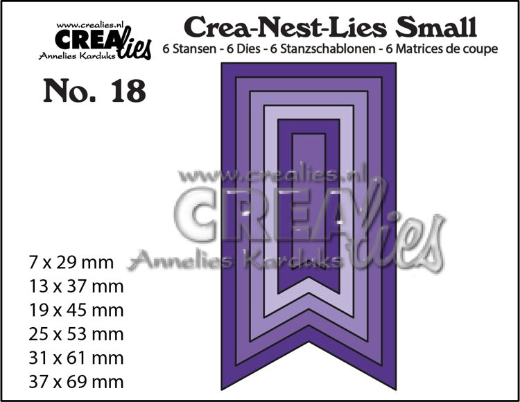 Crea-Nest-Lies Small die-cutting no. 18. 6x Banners, smooth