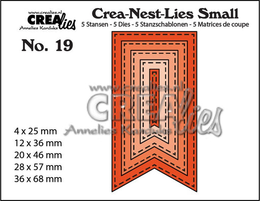 Crea-Nest-Lies Small die-cutting no. 19. 5x Banners with stitching line