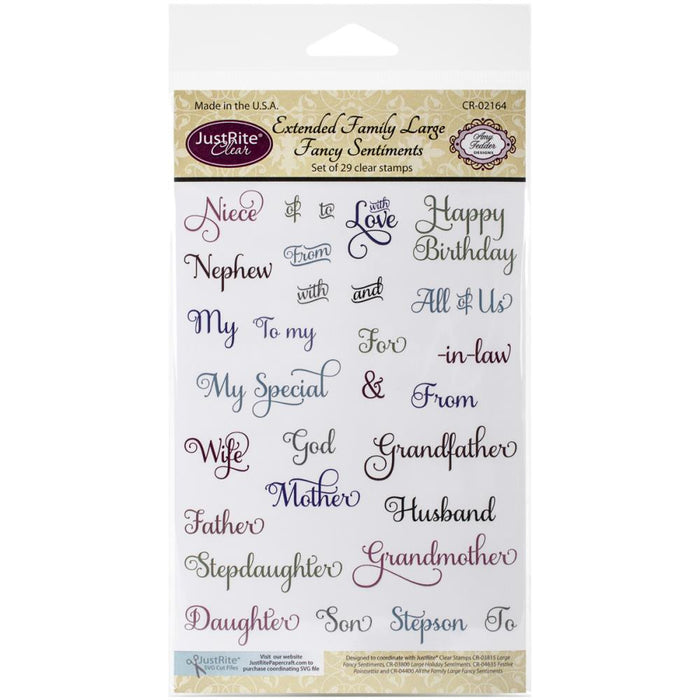JustRite Papercraft Clear Stamps 4"X6" Extended Family Large Fancy Sentiments