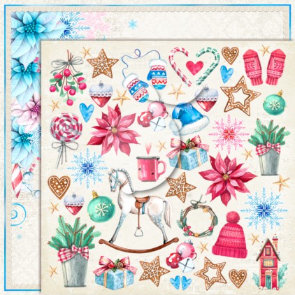 DOUBLE-SIDED SCRAP PAPER - LEMONCRAFT - JOY TO THE WORLD 01  12"x12"