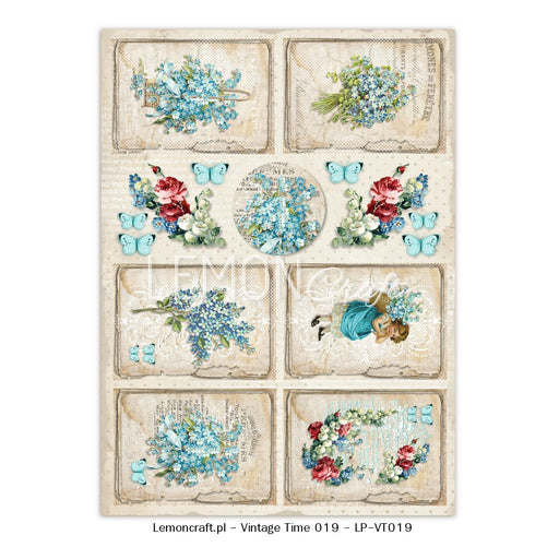 One-Sided Scrapbooking Paper - Vintage Time 019 - A4